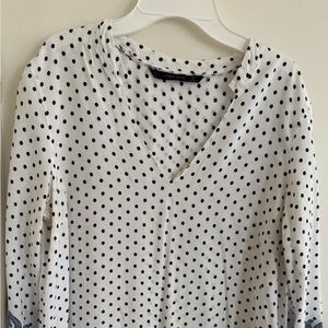 Zara Basic Navy Polka Dot Top